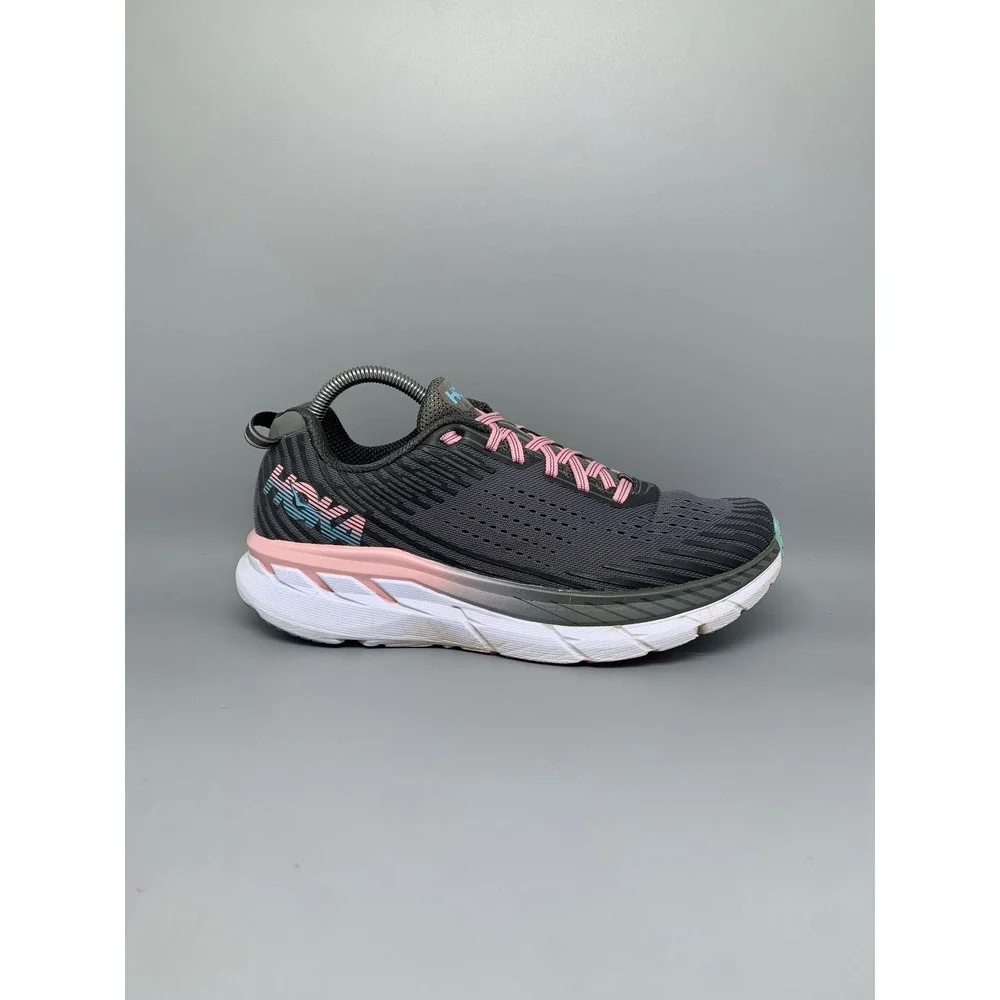 Hoka One One Clifton 5 Gray Pink Running Shoes Women's Sz 10